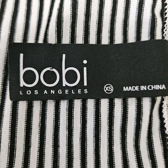 Bobi Poppy Off the Shoulder Black White Striped Cotton Tee Size X Small - Picture 5 of 9